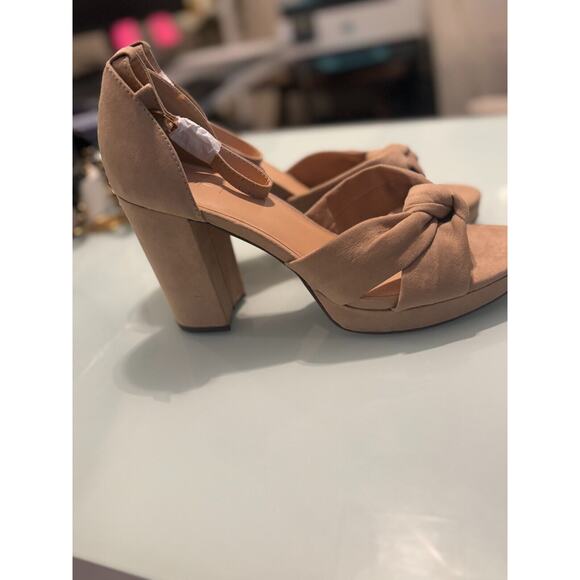 LOFT Tan Knotted Platform Heels Size 9.5 NEW - Picture 5 of 9